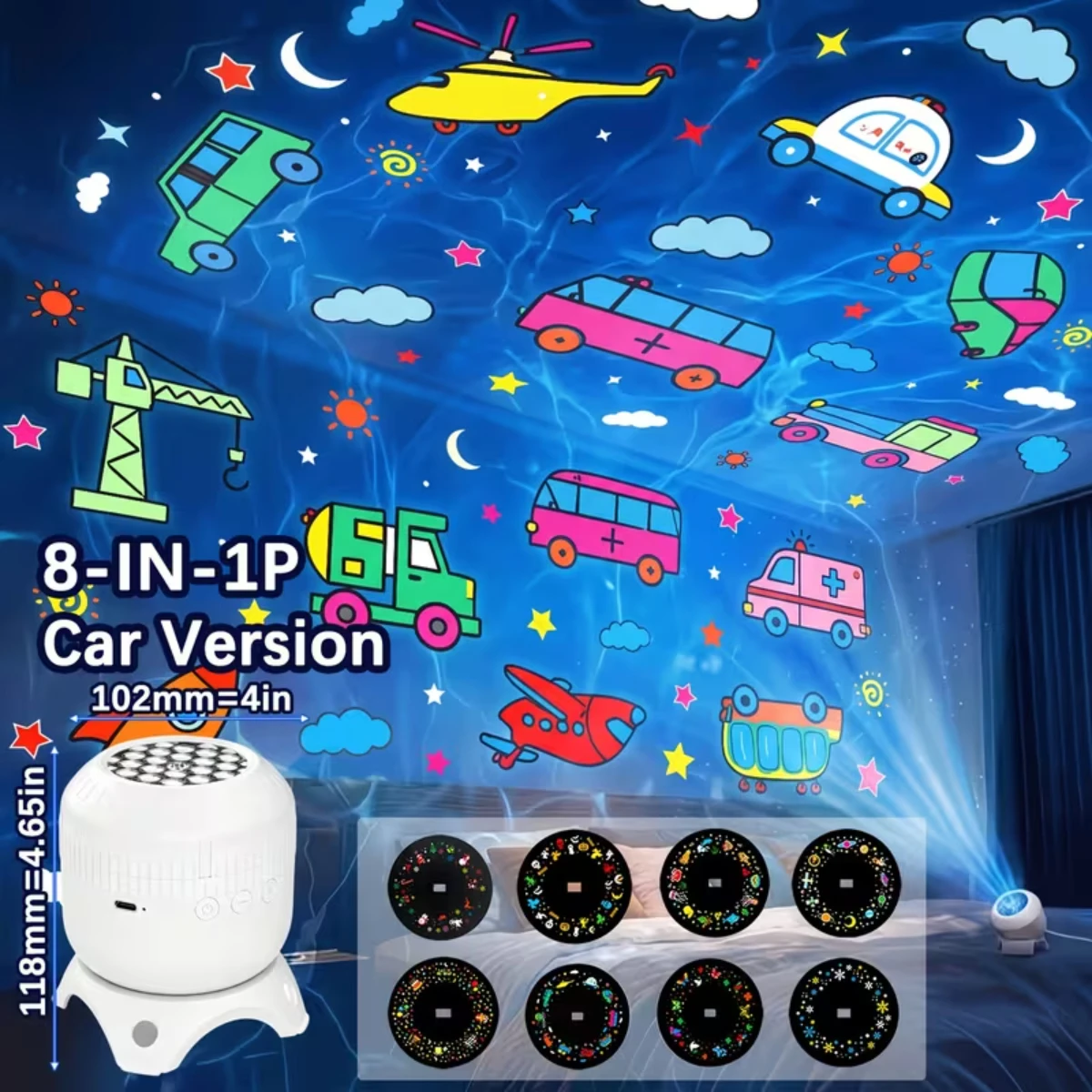 8-In-1 Butterflies HD Projection Lights Ambient Night Lamp USB Ceiling Wall Suitable for Christmas Halloween Birthday Starry Sky