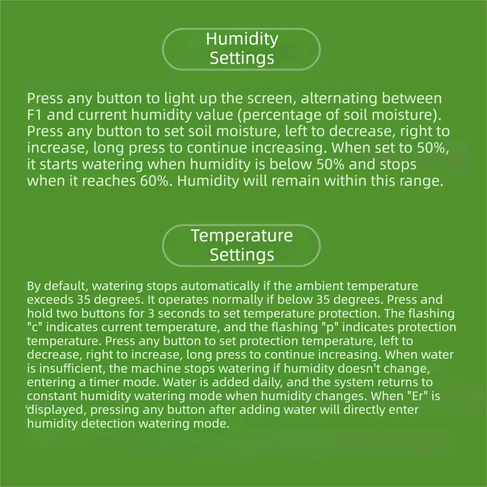 Humidity Sensing Automatic Watering Device Adjustable Drip Head 3 Protection Functions Smart Plant Waterer Adjustable Irrigation