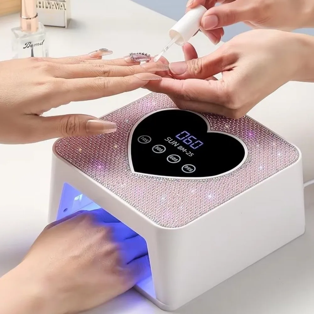 Rhinestone Heart Shape UV Nail Lamp Auto Sensor Fast Curing Nail Dryer Lamp 4 Timers 21 Lamps Nail Curing Lamp