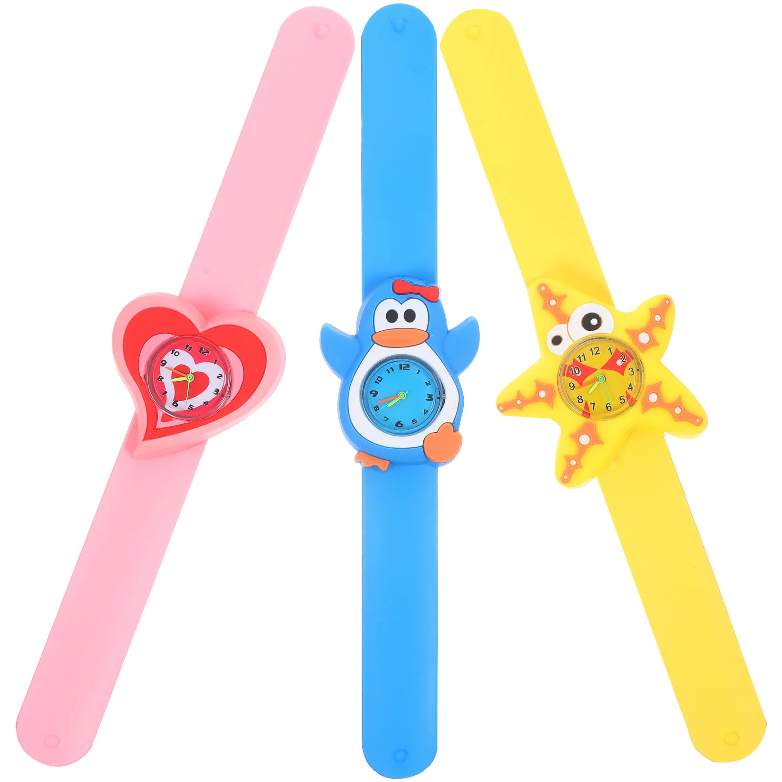 3 قطع كارتون سيليكون باند ساعة معصم للطلاب باتينغ ساعة حية تصميم ثلاثي الأبعاد أرقام عربية ألوان أنيقة #1
