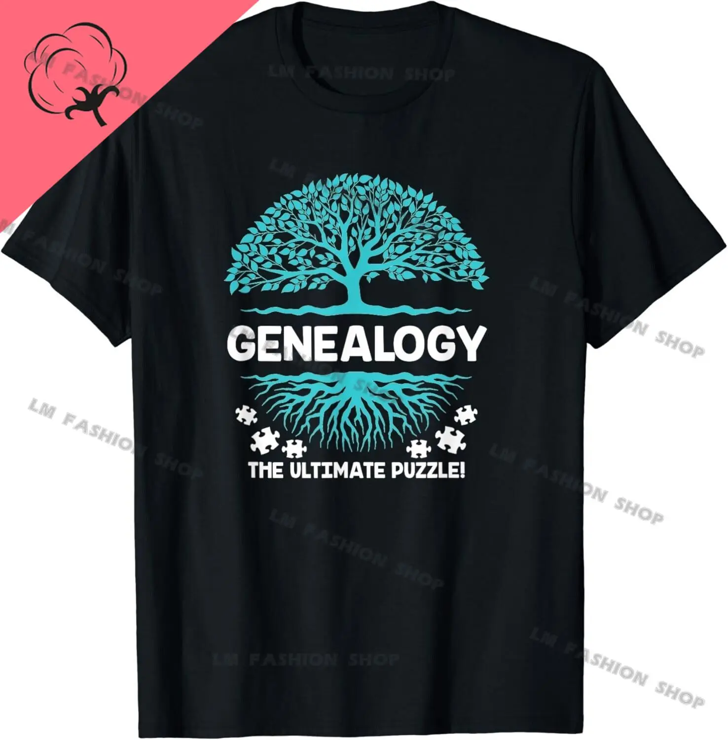 Genealogy The Ultimate Puzzle Graphic TShirts Men's Clothing Short Sleeve Tops Cotton Tees Women's Printed T-Shirt