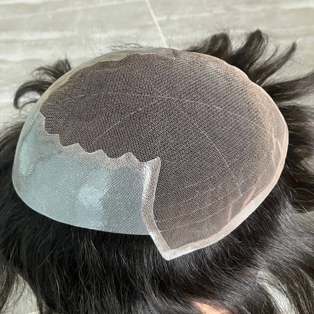 تهوية الدانتيل وPU q6 الدانتيل الجبهة الشعر البشري الشعر المستعار الأسود عذراء الشعر البشري غير قابلة للاكتشاف شعري طبيعي الاصطناعية قطع الشعر