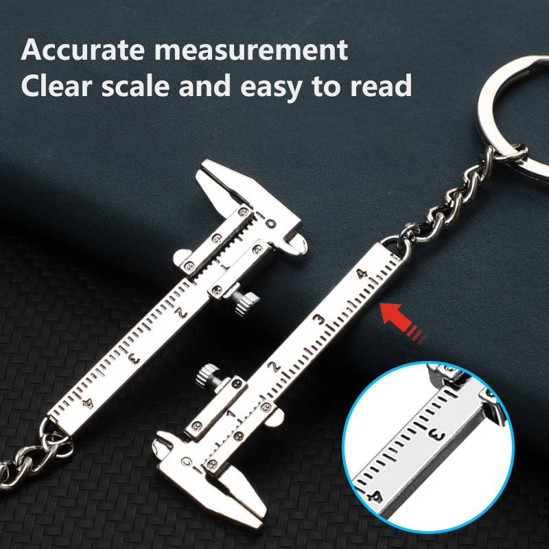 Mini Metal Ruler Vernier Calipers Keychain Portable 0-4cm Keyring Measurement Tool Bag Car Hanging Accessor Jewelry Calipers