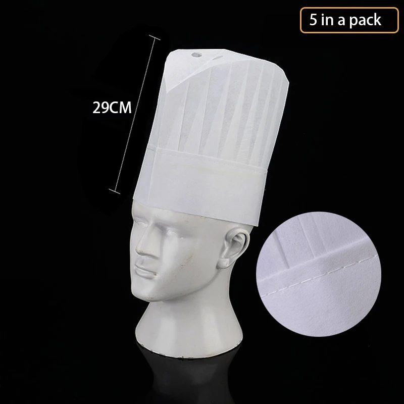 5/10 PCS Restaurant Kitchen Hat Sushi Shop Disposable Food Catering Cooking Cap Hotel Non-Woven Breathable Chef Caps for Unisex