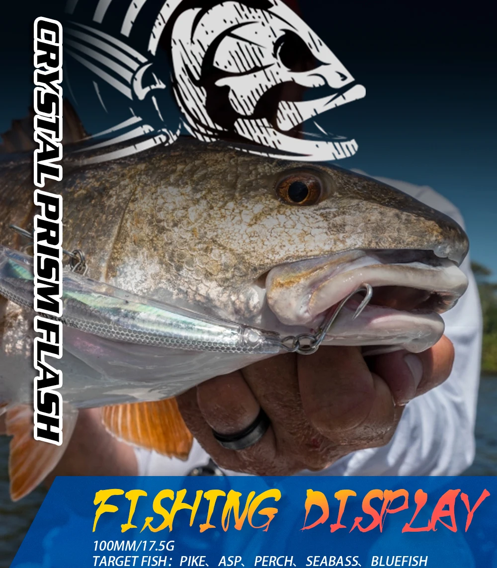 Hunthouse Schwimmender Minnow-Angelköder Kristallprisma-Blitzwobbler Hartköder 100mm/17,5g Künstlicher Hecht Salzwasser-Angelzubehör – Detail 10