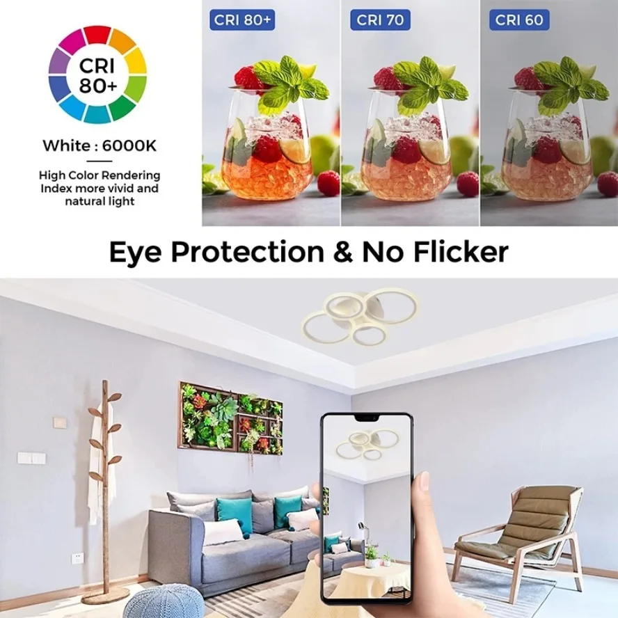 الحديثة حلقة LED ضوء السقف المنزل الثريا عكس الضوء المعيشة غرفة الطعام غرفة نوم دراسة إضاءة داخلية ديكور مصباح السقف