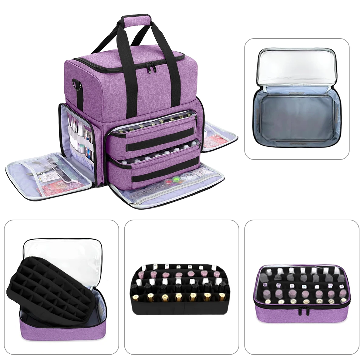 

Portable Women Makeup Case Purple Large Capacity Travel Cosmetic Bag Multifunctional Toiletry Mother Child Package Travel Bags