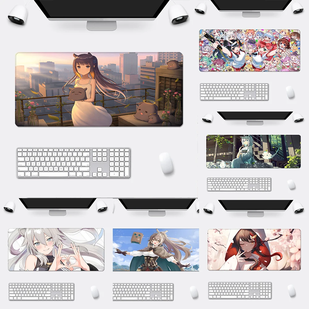 

Hololive Virtual Youtuber Vtuber Mousepad HD Printing Gamers Locking Edge Non-slip Mouse Pad XXL90x40cm Keyboard PC Desk Pad