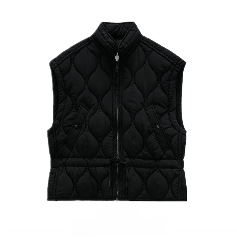 

Women's Diamond Drawstring Hooded Cotton-Padded Vest European American Style Early Autumn Winter Fashion 02969248800