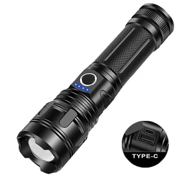 Popular flashlight Outdoor zoom emergency strong light flashlight Portable rechargeable multifunctional white light flashlight