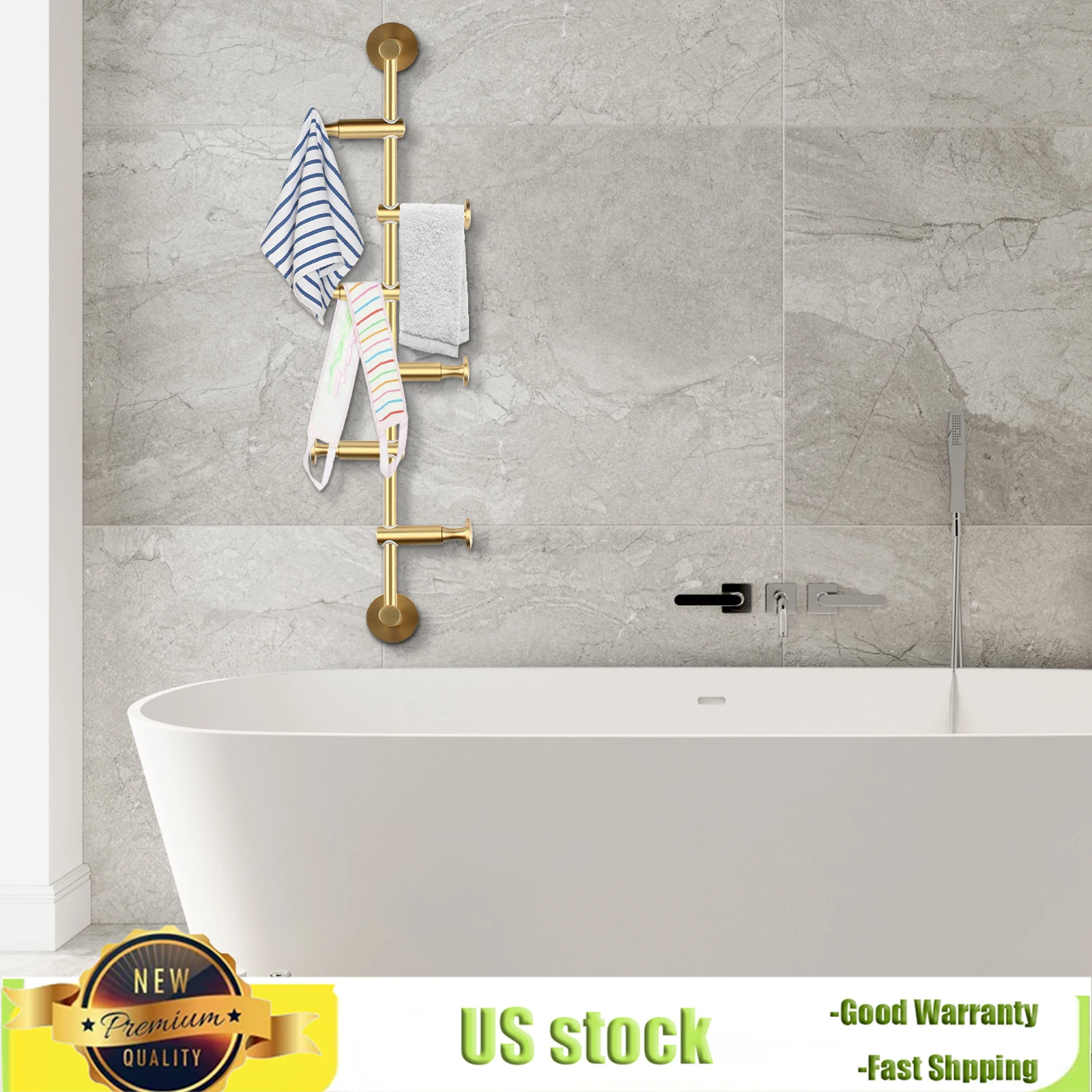 

Bymaocar 6-hook Brass Solid Coat Rack,Wall Mounted Storage Organization W/ Anti Fall Stopper for Bedroom, Living Room & Bathroom