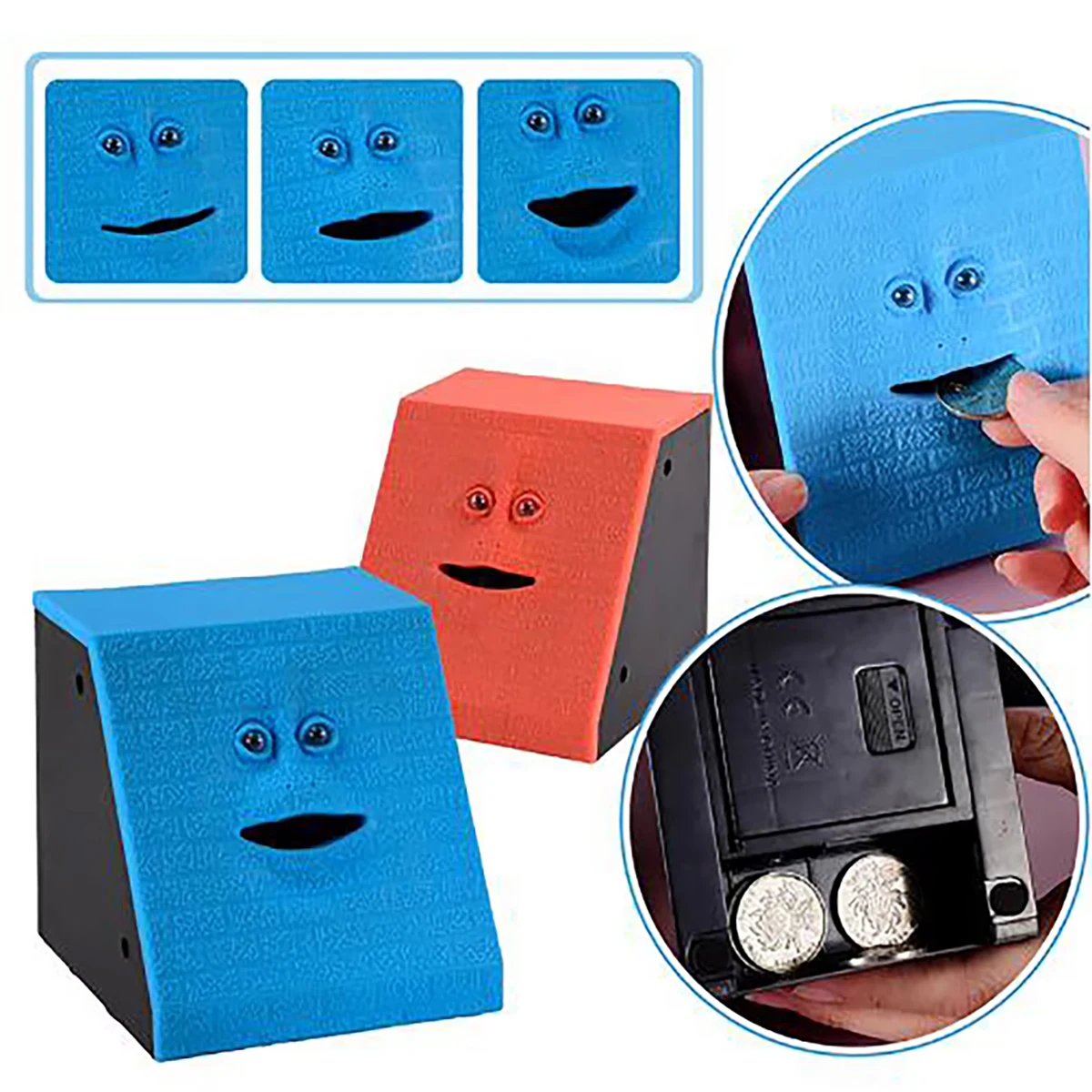 بنك الوجه البلاستيكي، وجه ذكي، مستشعر، حصالة على شكل حيوان، عملة كهربائية يمكنك أن تأكل عملات معدنية على شكل خنزير وجه المال.