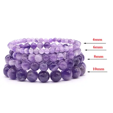 Natural Stone Bracelet Healing Crystal Amethyst Quartz Agate Round Loose Bead Elastic Stretch Bangle For Women Men Jewelry Gifts