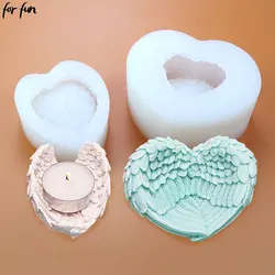 For fun DIY Angel Wings Candle Holder Storage Tray Silicone Mold Clay Epoxy Resin Homemade Storage Box Molds Decoration