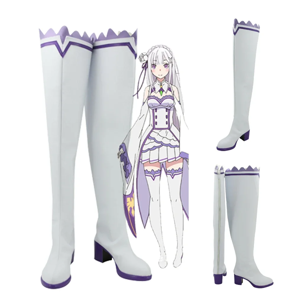 

Anime Re Zero Emilia Cosplay Shoes High Sole Sandals Boots Halloween Carnival Disguise Roleplay Props For Female Women Adult