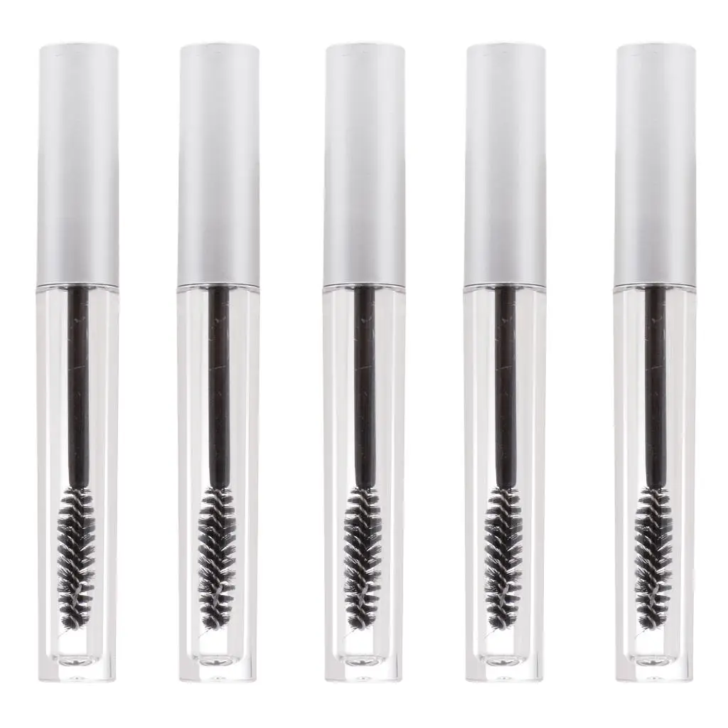 Tubes et pinceaux de Mascara vides de 5ml, 5 paquets, bouteille d'huile pour cils, applicateurs de baguette, conteneurs de maquillage pour bricolage, cosmétiques, huile de ricin