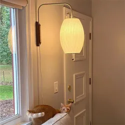 Nelson bubble Wall Light Design japanese rotating lamp Hand woven Silk lamp for hallway Decorative Bedside bedroom reading lamp