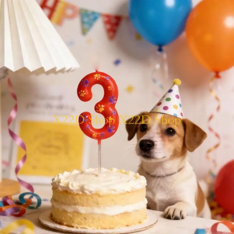 X22D Funny Dog Paws Theme Number For Birthday Cake Toppers And Event Decors