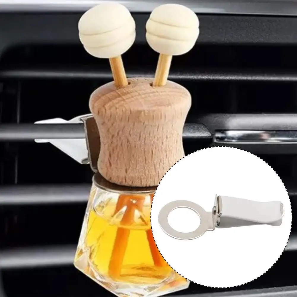Clipe para saída de ar condicionado de carro, clipe de perfume branco, vidro preto, aço 360 °, acessório para garrafa, clipe para perfume de carro u7e3