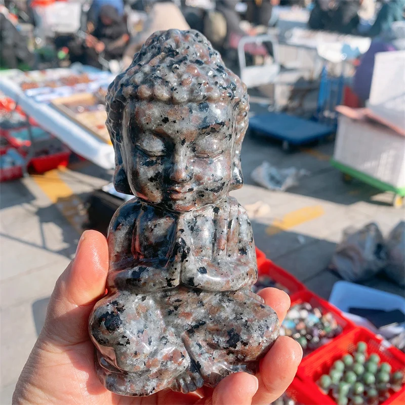 Natural Yooperlite Buddha Statue Healing Crystal Fengshui Fashion Buddhism Home Decoration Gift 1pcs