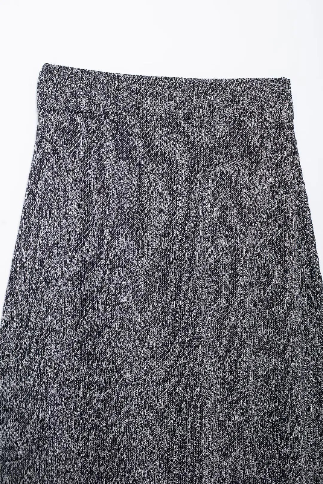 Tangada 2024 New Chic Women Elegant Gray Knitted Skirt Strethy Waist Midi Skirts BE0238