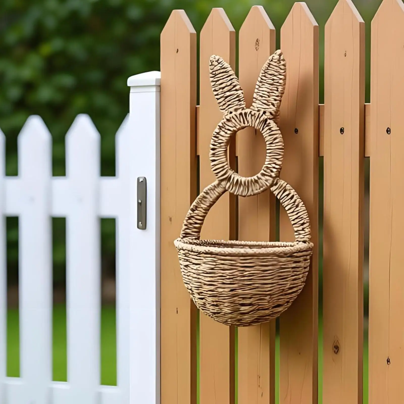 

Пасхальная корзина в форме кролика, декоративная романтическая деревенская корзина-венок, мультяшный настенный карман для весеннего празднования