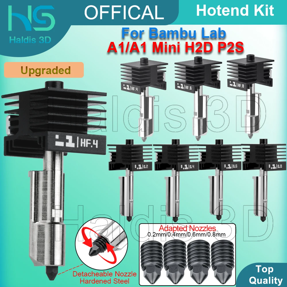 

Hotend Kit Fit For Bambu Lab A1/A1 Mini H2D P2S Upgraded Standard/High Flow 0.2/0.4/0.6/0.8mm Hot End Fast Printing For Bambulab