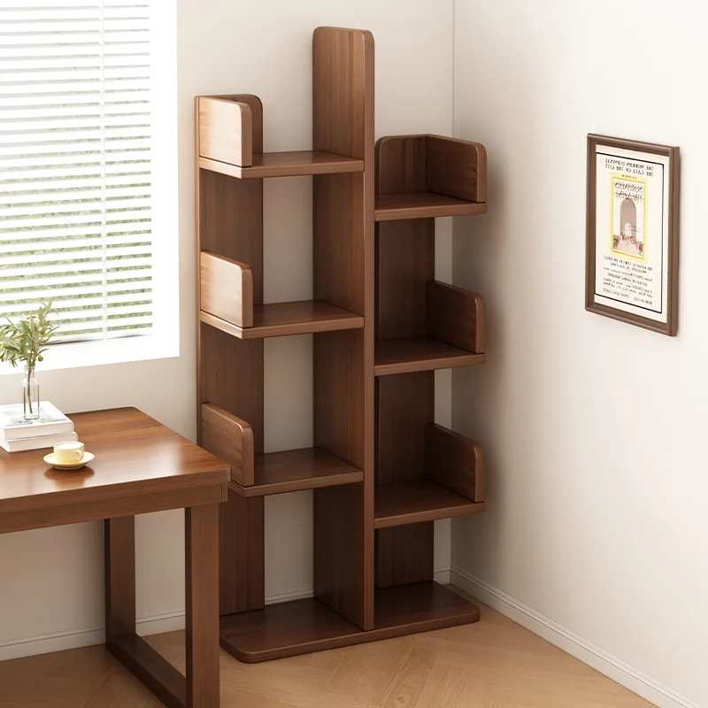 Solid wood bookshelf  simple home living room bedroom wall flower shelf simple and creative tree-shaped small bookcase