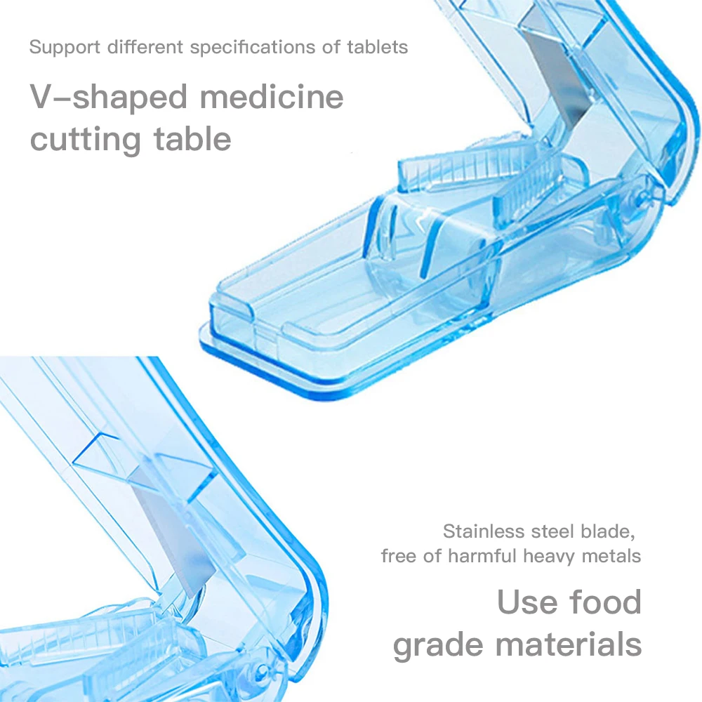 صندوق تقطيع حبوب منع الحمل المحمول صندوق أدوية صغير قاطع أقراص 6 ألوان علبة حبوب تخزين كسارة صندوق حبوب السفر