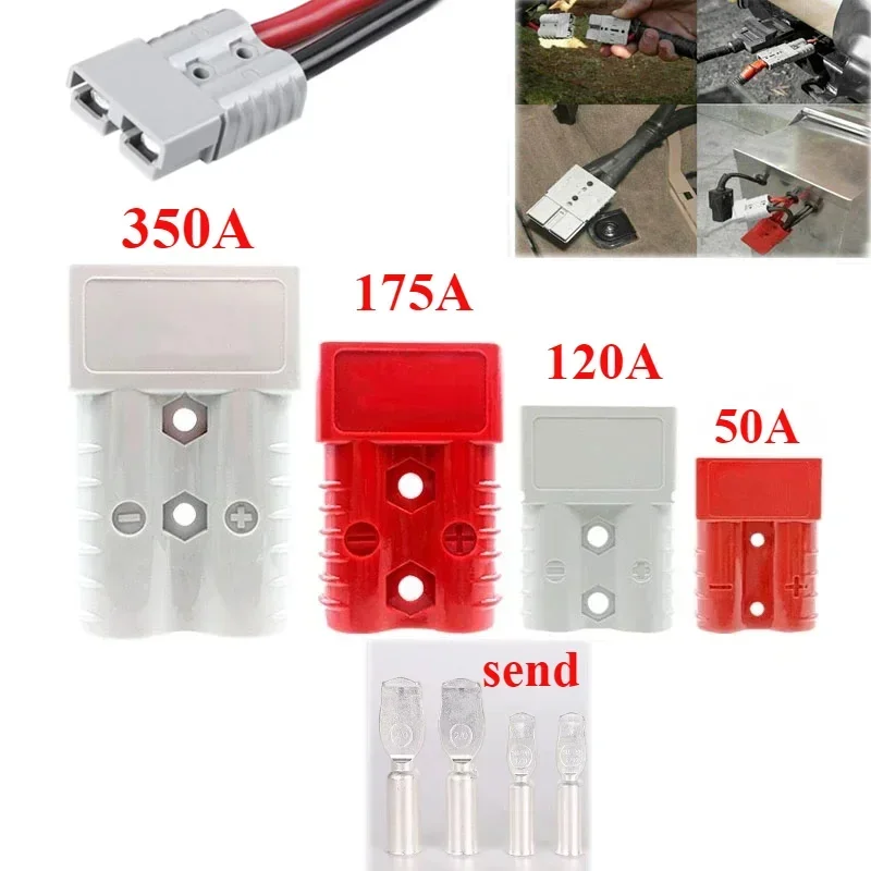 50A 120A 175A 350A Anderson High Connector Plugs Copper Battery Charging Terminals Car Ebike EV Automotive Stainless Steel Plate