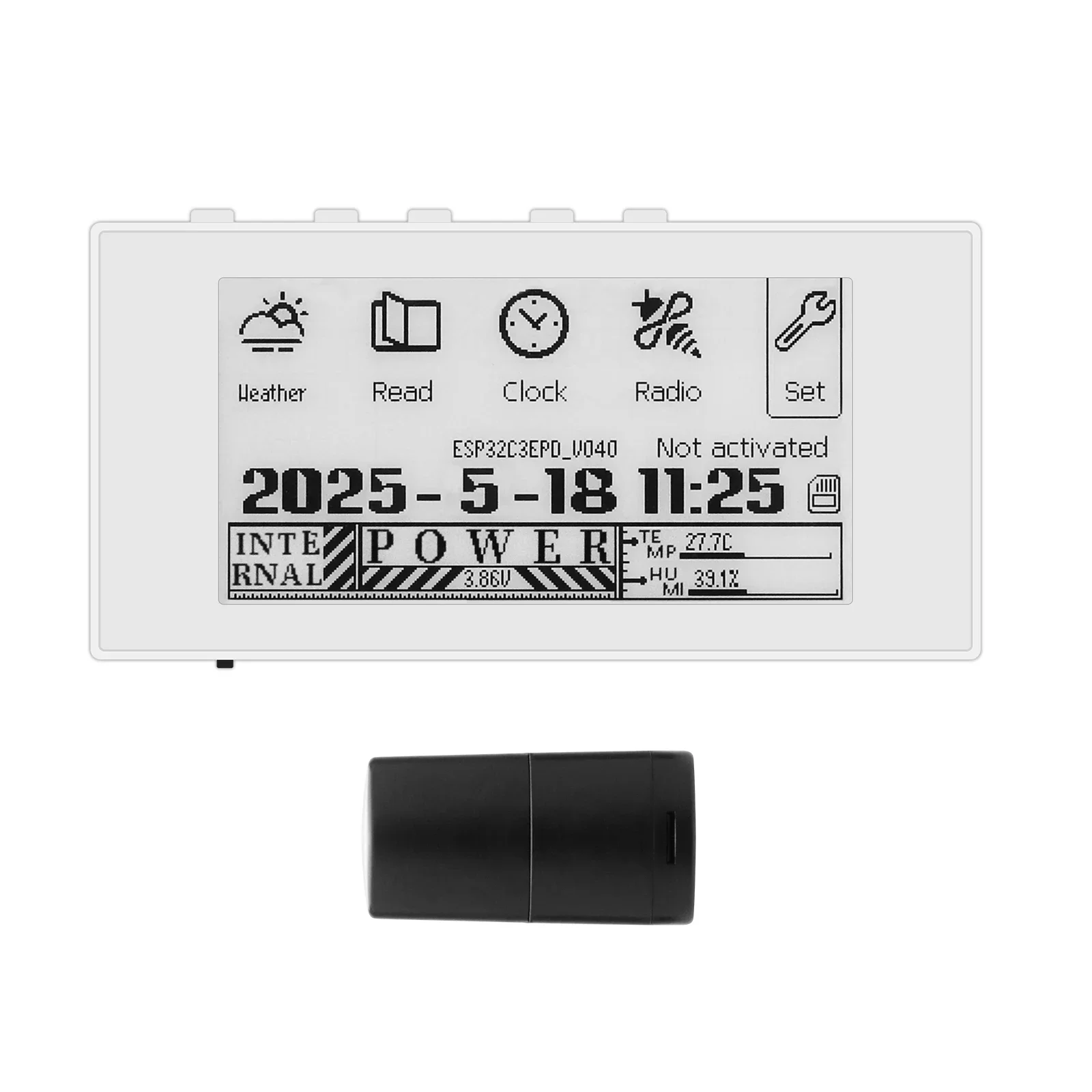 Kim Shop  WANGKM  RW01-BL Backlit Mini E-Ink Reader E-Book Reader (Black/White Panel) for Weather Clock Image Viewing Alarm TXT