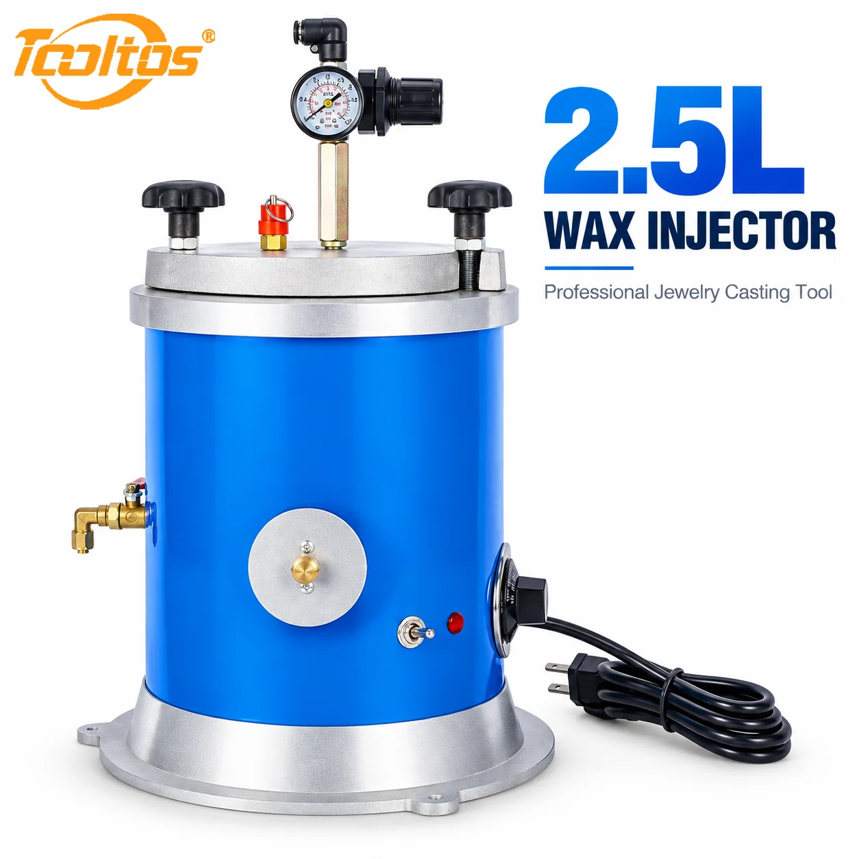 TOOLTOS 2.5L Double Nozzle Jewelry Wax Injector 500W ±0.1°C Vacuum Wax Injection Machine 110V 220V for Lost Wax Casting