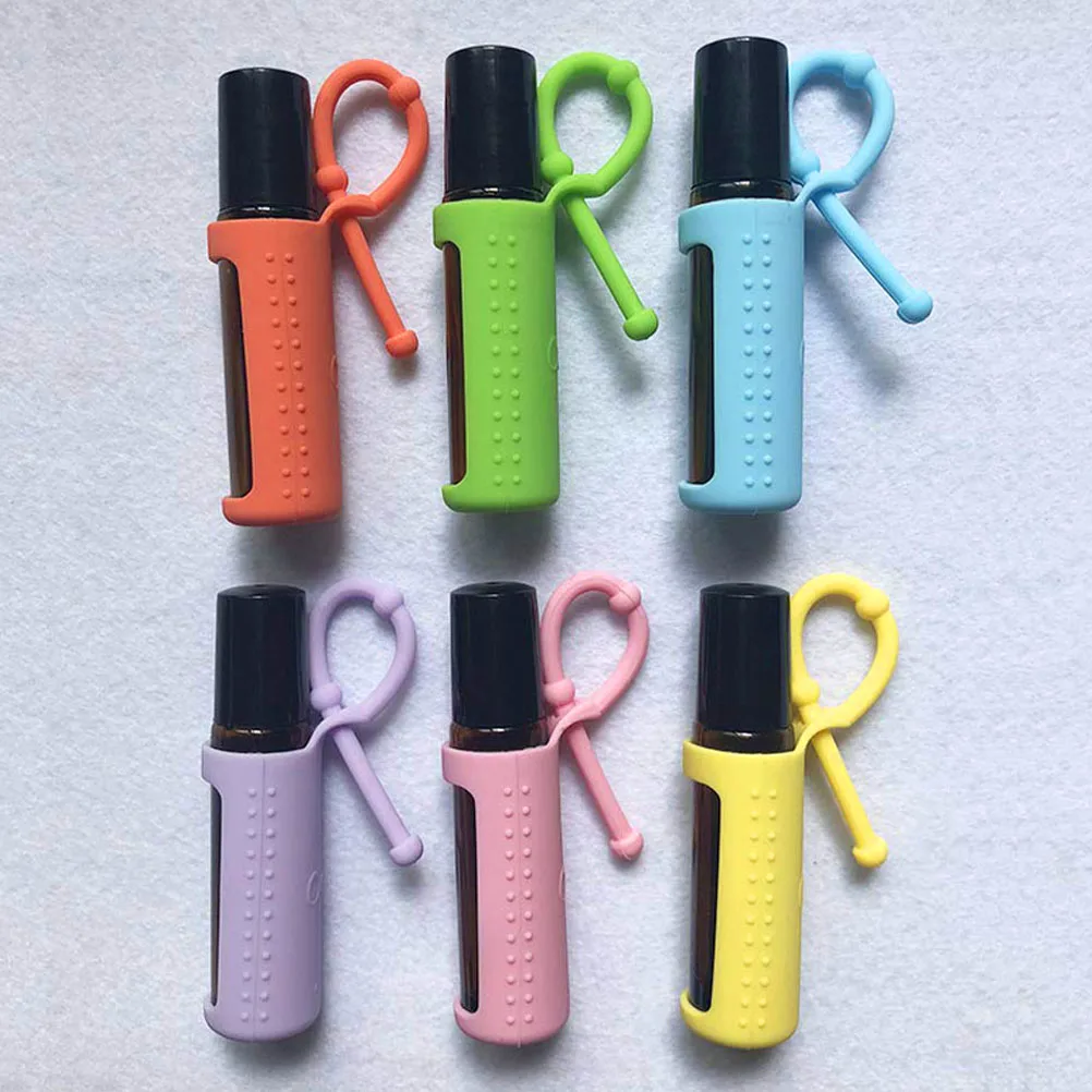 

12Pcs Essential Oil Bottle Cover Silicone Protective Sleeve Durable Flexible Mini Roller Bottle Holder Portable Keychain