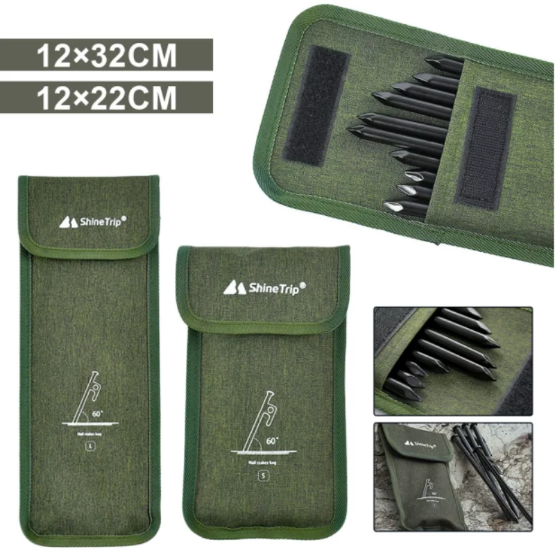 Outdoor Camping Tent Pegs Bag Oxford Cloth Hammer Wind Rope Tent Nail Storage Pouch Travelling Accessories