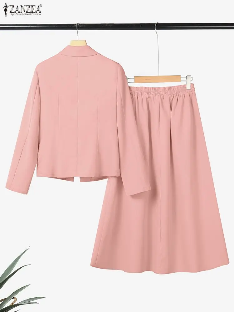 ZANZEA Spring Outfits Women 2026 Elegant Long Sleeve Blazer Dress Suit Office 2 Piece Sets Fashion Work OL Tracksuit Oversize