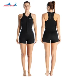 Wetsuit Women 2MM Neoprene Front Zip Shorty Sleeveless Swimsuit Boyshorts One-piece Bathing Suit in Cold Water Sports
