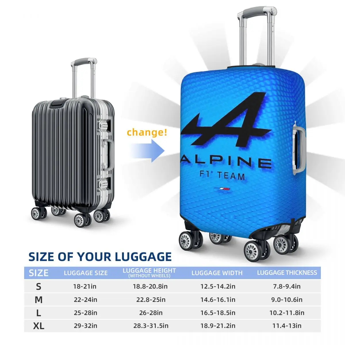 Alpine Team Kofferabdeckungsschutz, elastische Reisegepäckschutzhüllen für 18–32 Zoll