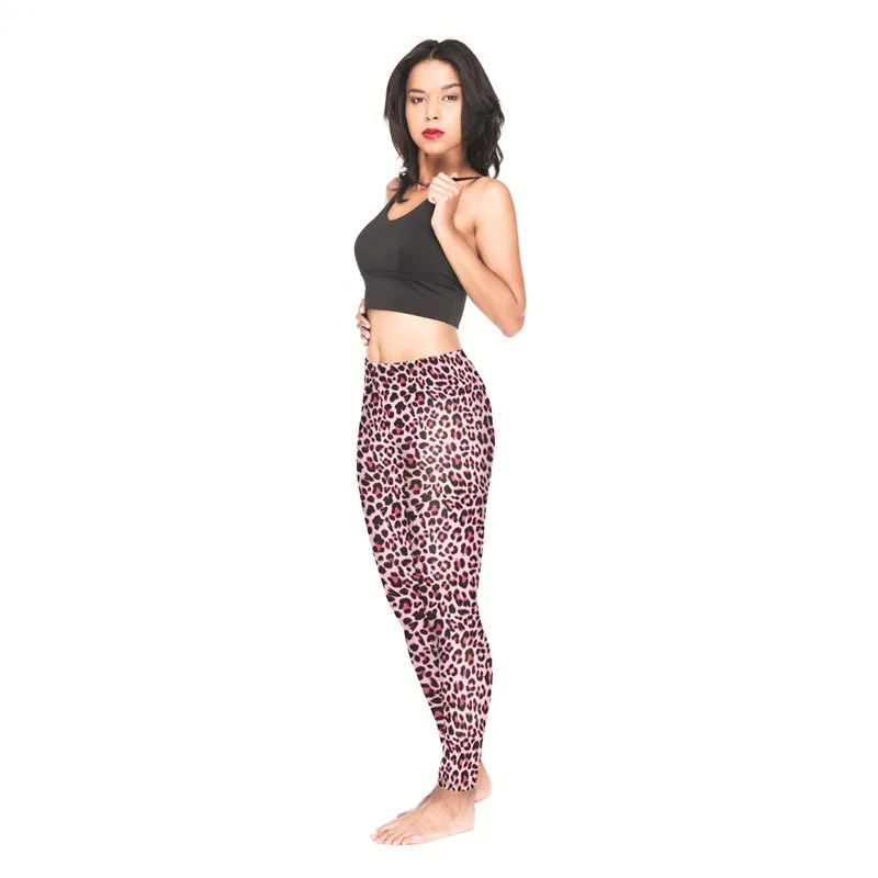 DeanFire Comfortable Pink Leo Print Fitness Leggins Sexy Silm Pants Ankle Length Women Leggings