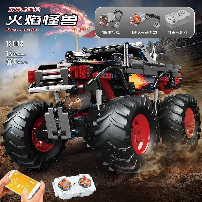 Mold King 18008 Flame Monster Off-Road Arrampicata Auto TelecomandoAPPEducational Puzzle Piccole Particelle Building Block Giocattolo Modello