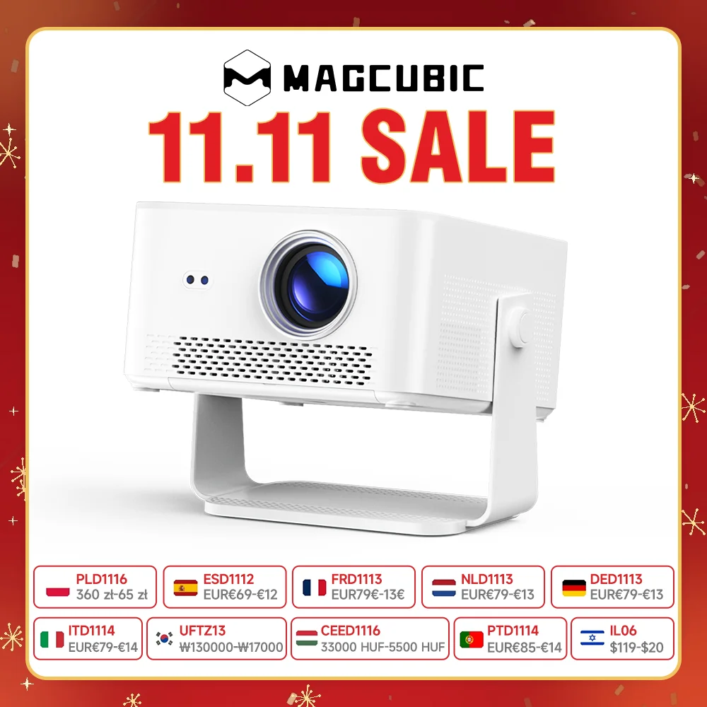 Magcubic HY450MAX 1100ANSI 안드로이드 14 휴대용 야외 프로젝터 1080P 자동 초점 8K 지원 WIFI6 빔 미니 프로젝터