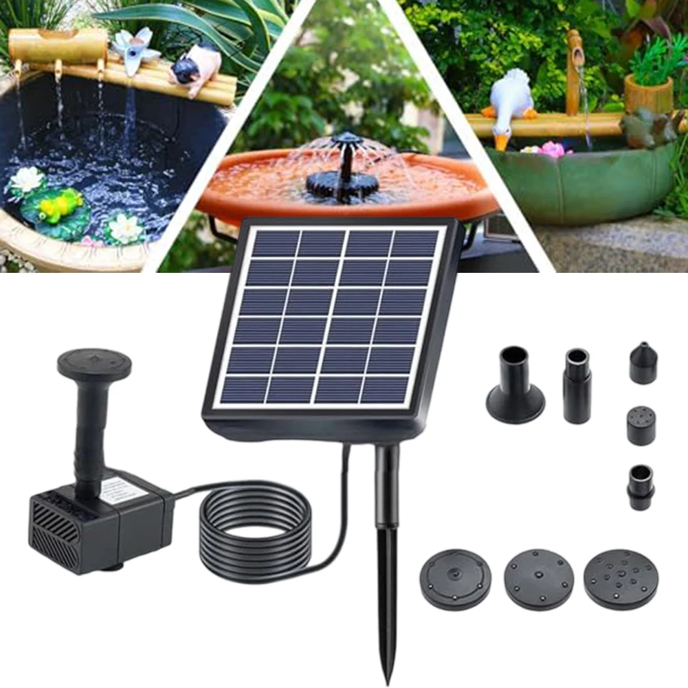 Solar Fountain Pump Kit with 5 Nozzle Attachments for Outdoor Water Features Solar Powered Pump for Garden and Pond Use