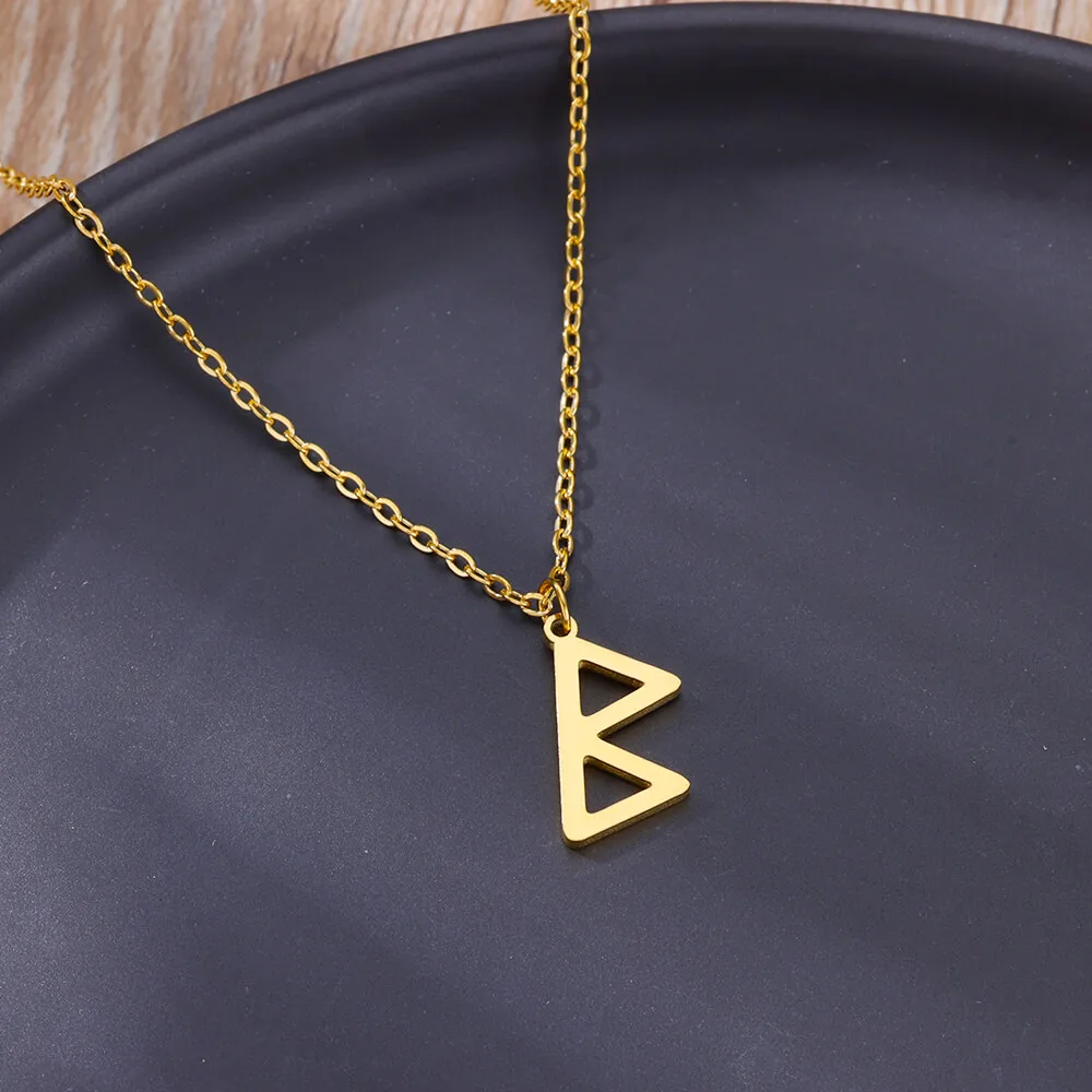 Norse Runic Pendant Viking Rune Layering Necklace Women Dainty Minimalist Nordic Gift Women Elder Futhark Runes Charm Jewelry