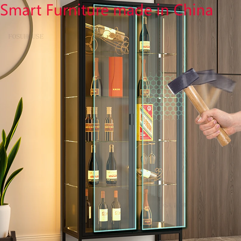 Modern Minimalist Wine Cabinets for Living Room Glass Door Display Cabinet Light Luxury High-end Sense Bar Furniture Showcase