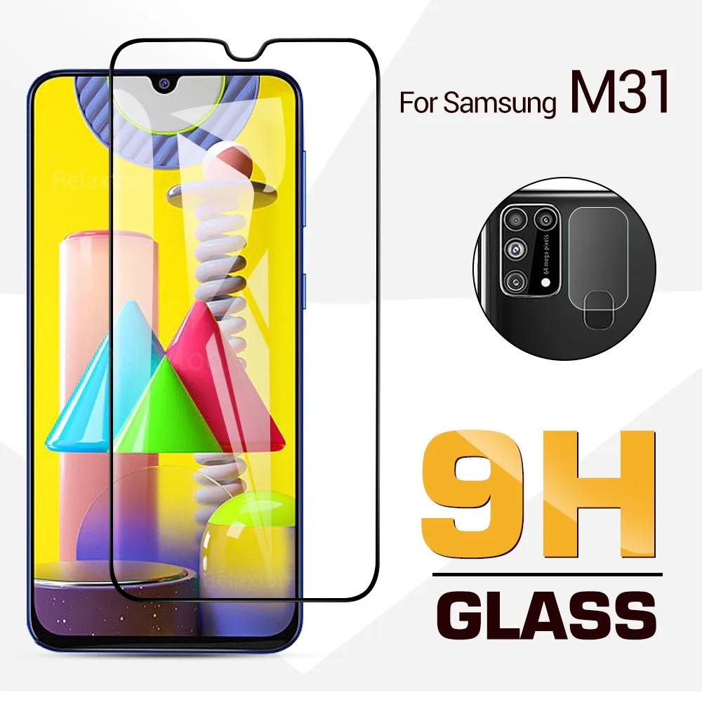 2in1 For  Samsung Galaxy M31 High Quality Screen Tempered Film+ Camera Glass for Samsung Series Screen Protector