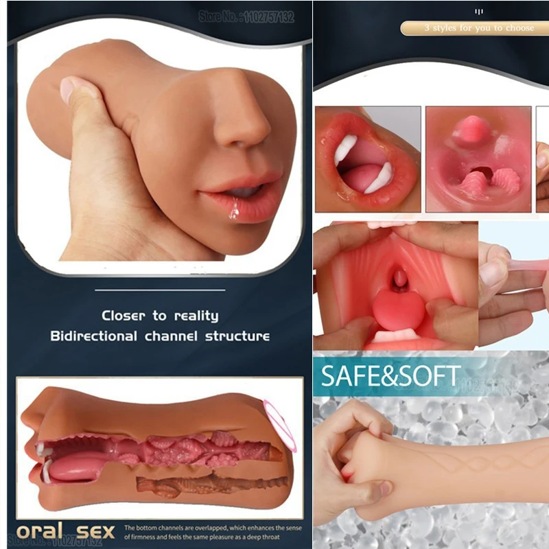 Sex Toys 3 in 1 for Men Realistic Silicone Vagina Pocket Pusssy Male Masturbation Supplies Best Erotic Products Anal Pusssy Cup