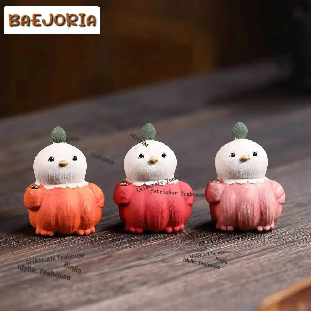 Yixing Purple Clay Cute Garlic Bird Tea Pet Retro Tea Games Tea Figurine Play Toys Tea Statue Ornaments Teaset Craftsmanship