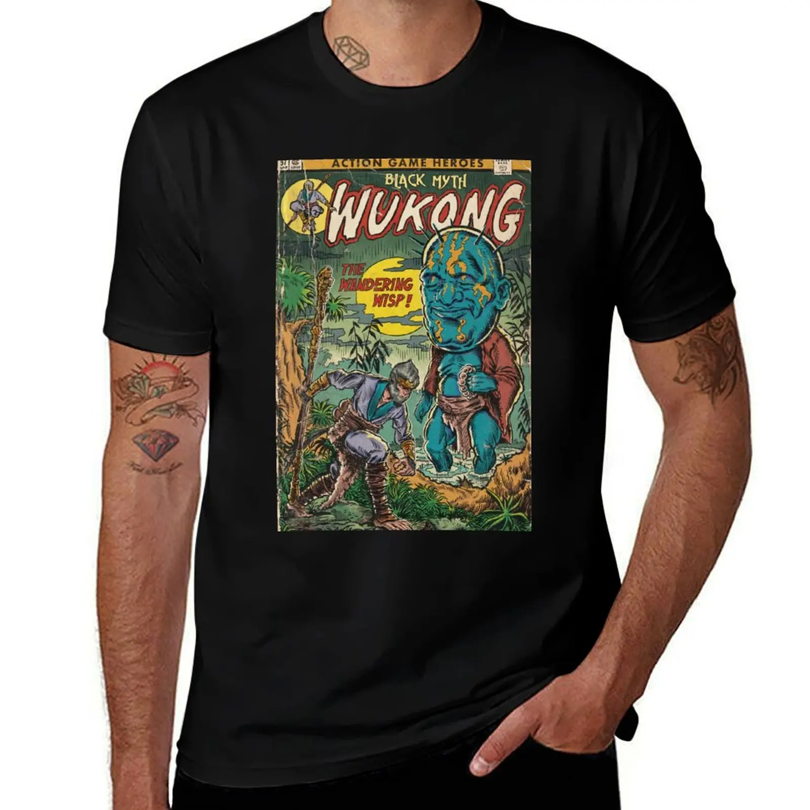 

The Wandering Wisp! Black Myth Wukong Comic Book Cover Fan Art T-Shirt graphic tee shirt shirts graphic tees mens fashion
