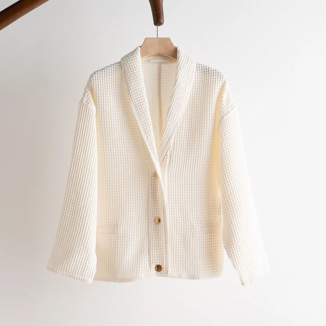 

New collection early autumn casual collar waffle jacket