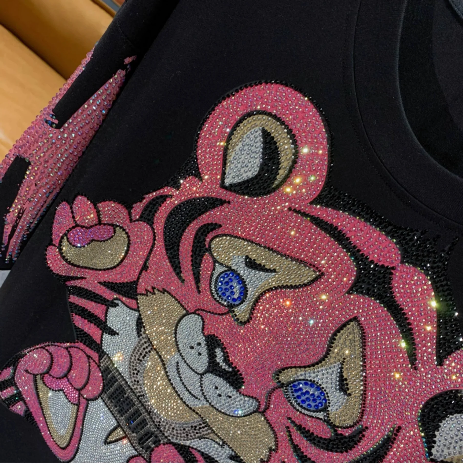 L-4XL Plus Size Casual T-shirts Vrouwen Kleding Cartoon Tijger Strass Zomer Korte Mouw Losse Tops Ж Espero Rotterdam Plus Size