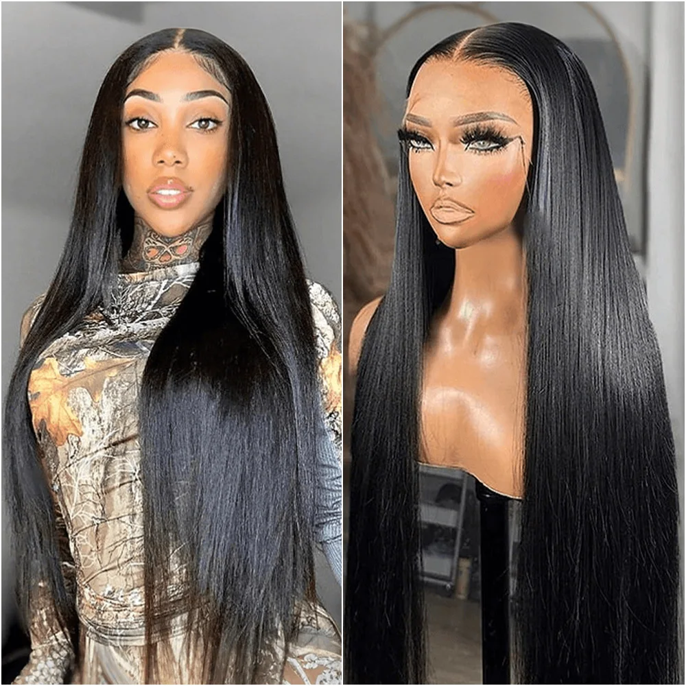 

30-40-дюймовый парик с HD-кружевной передней частью 13x6, прямые бразильские волосы, парик из натуральных волос для женщин, плотность 220%, прозрачный HD-кружевной фронтальный парик 13x4